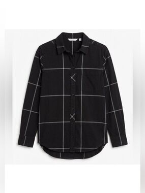 Athleta Heat Gen Tech Flannel Black Dove Plaid Button Up Shirt